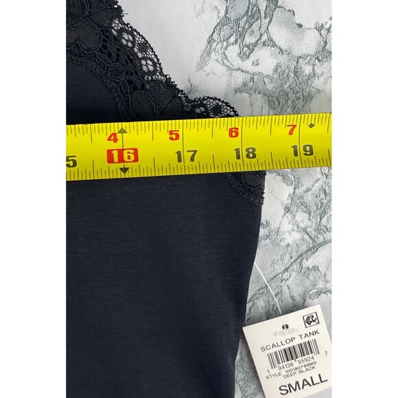 Style & Co. Womens Small Scallop Lace Trim Tank Top Deep Black - Picture 6 of 9